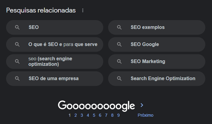 pesquisas relacionadas com seo
