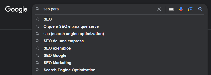 sugestões sobre seo na google